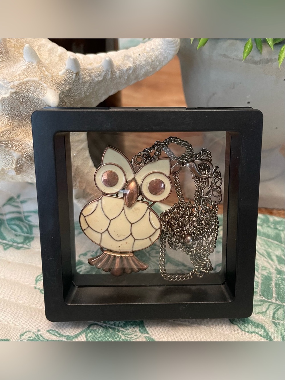 Vintage-Inspired Cream Owl Pendant Necklace